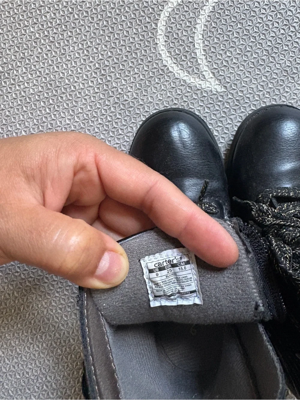 Carter's Black Girls' Lace-Up Ankle Boots with Buckle Straps